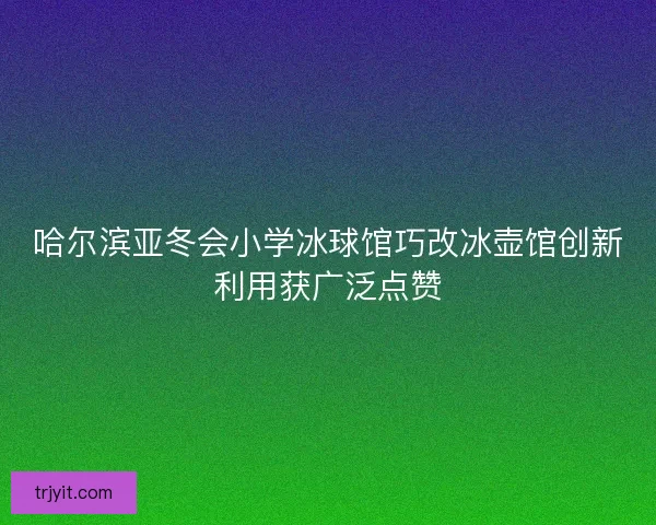 哈尔滨亚冬会小学冰球馆巧改冰壶馆创新利用获广泛点赞